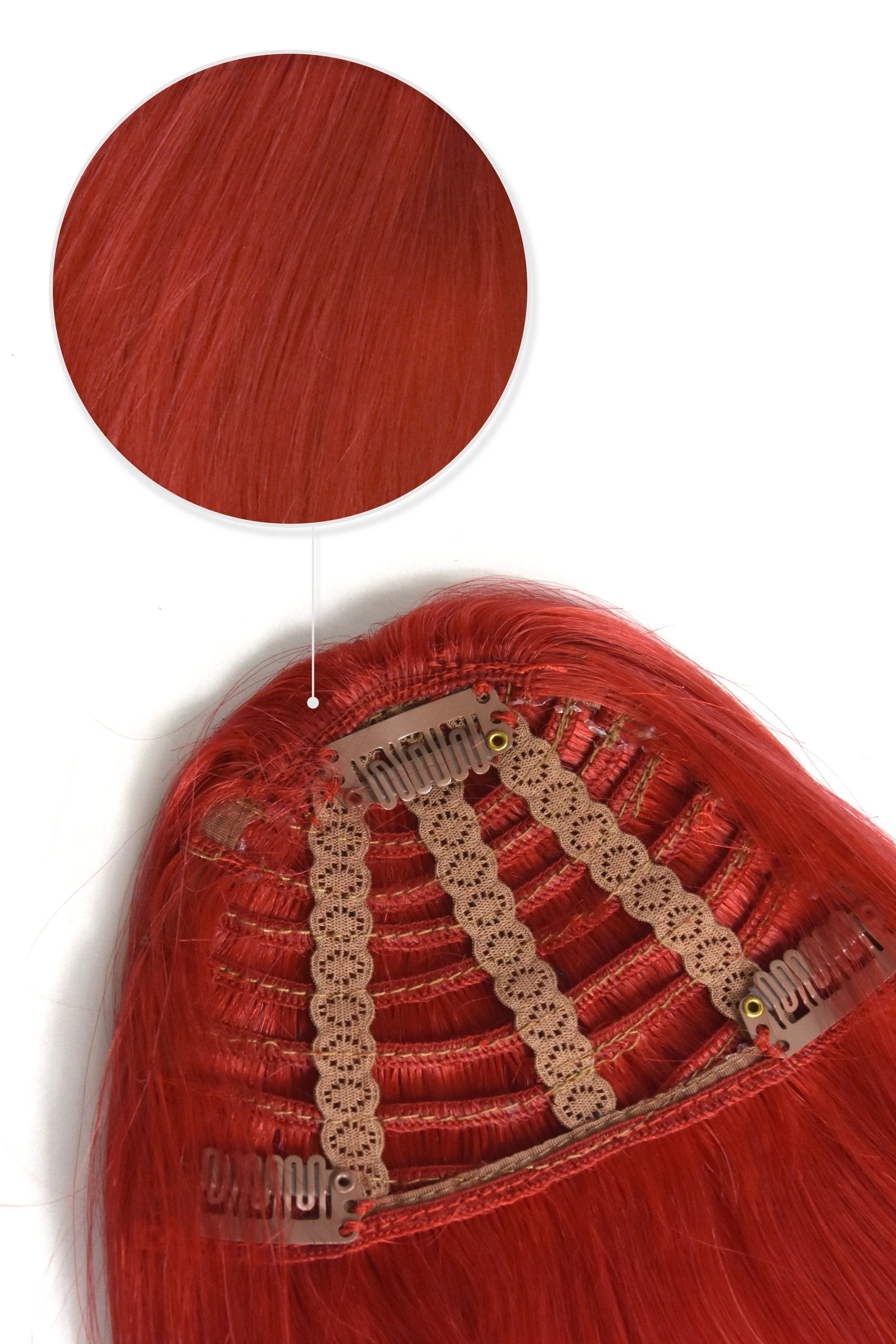 Bright Red Clip In Fringe - Image 3