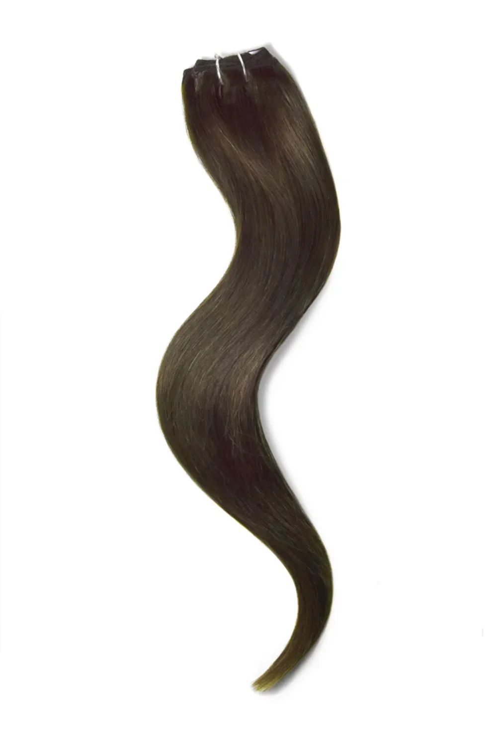 Dark Brown (#3) One Piece Clip In Hair Extensions (Top-Up) - Image 3