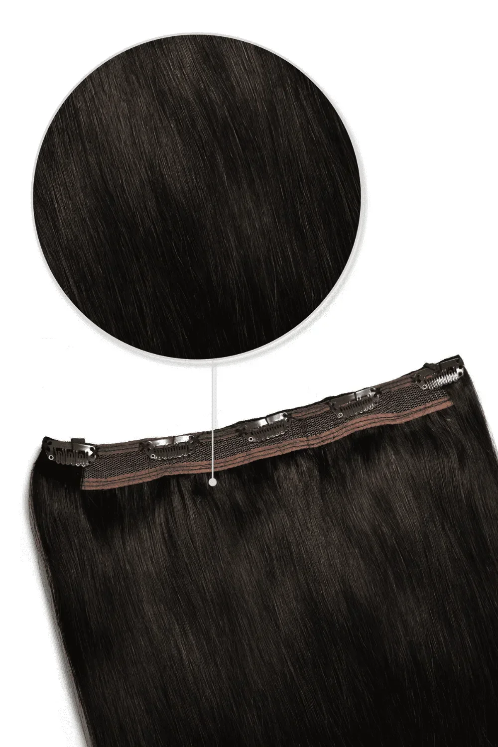Darkest Brown (#2) Quad Weft Clip In One Piece Hair Extensions - Image 6