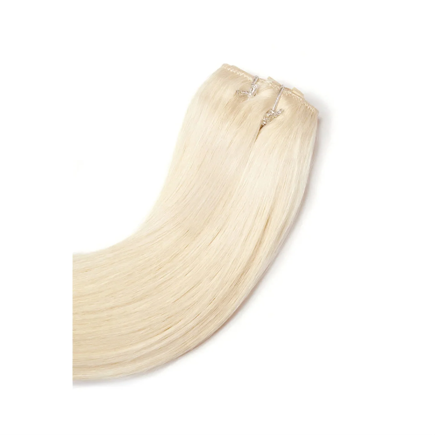 Lightest Blonde (#60) Quad Weft Clip In One Piece Hair Extensions - Image 5