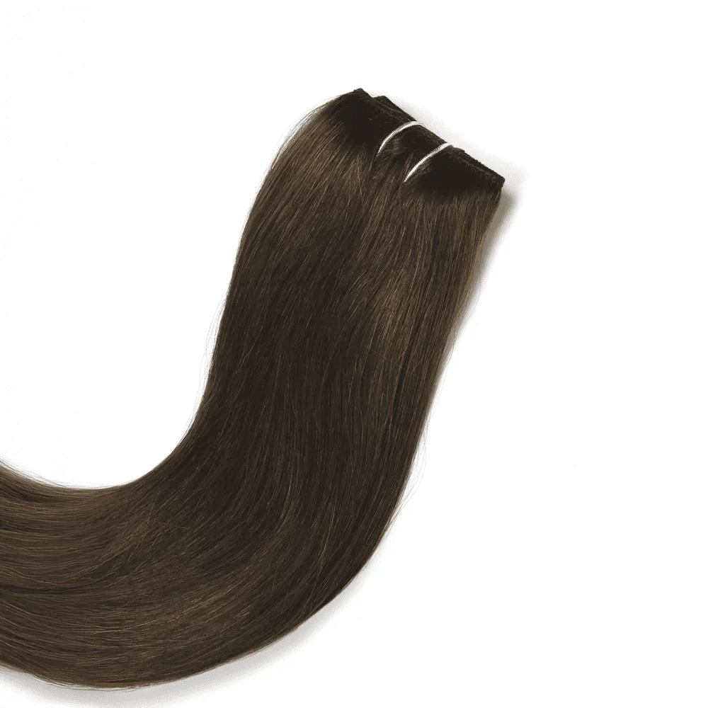 Medium Brown (#4) Quad Weft Clip In One Piece Hair Extensions - Image 5